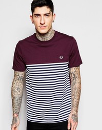 Футболка с полосатой вставкой Fred Perry - Mahogany