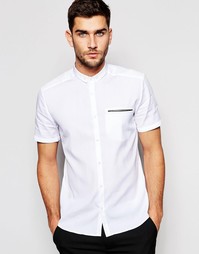 Белая строгая рубашка с короткими рукавами и отделкой Hugo By Hugo Bos