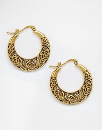 Серьги-кольца с цветочной отделкой Reclaimed Vintage - Золотой