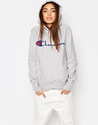 Oversize-худи через голосу с изнаночным рисунком Champion Classic