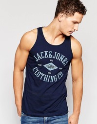 Майка с фирменным принтом Jack &amp; Jones - Темно-синий