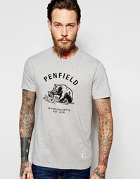 Серая футболка с принтом медведя Penfield - Серый