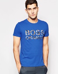 Синяя футболка классического кроя с логотипом Boss Orange