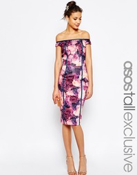 Облегающее платье с цветочным принтом ASOS TALL SALON - Мульти