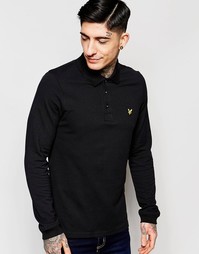 Черная футболка‑поло с длинными рукавами и логотипом Lyle &amp; Scott