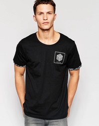 Футболка с принтом на груди и рукавах Jack &amp; Jones - Черный