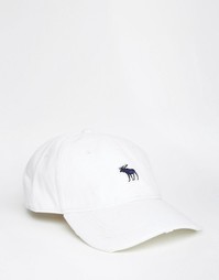 Белая саржевая кепка с логотипом Abercrombie &amp; Fitch - Белый