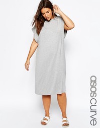 Платье-футболка миди с заниженными проймами ASOS CURVE - Серый