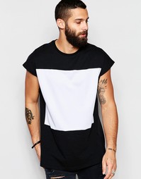 Oversize-футболка без рукавов с сетчатой вставкой ASOS - Черный