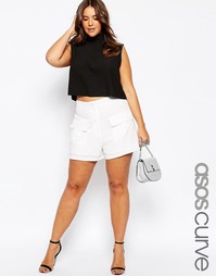 Белые шорты с накладными карманами ASOS CURVE - Слоновая кость