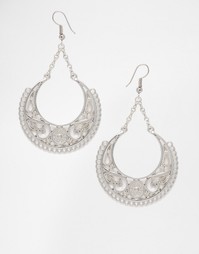 Серьги-кольца с филигранным диском ASOS - Родий