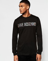 Лонгслив с логотипом из бисера Love Moschino - Черный