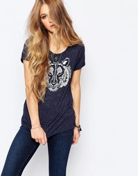 Футболка с принтом тигра и логотипом Hollister - Темно-синий