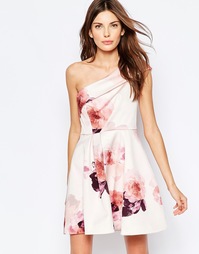 Приталенное платье на одно плечо с цветочным принтом Keepsake
