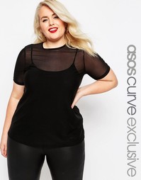 Сетчатая футболка ASOS CURVE - Черный
