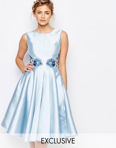 Платье миди с вышивкой сзади Chi Chi London - Синий