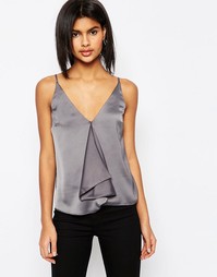 Атласный топ с оборками спереди ASOS - Серый