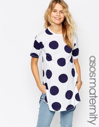 Свободная туника в горошек с разрезами по бокам для беременных ASOS Ma