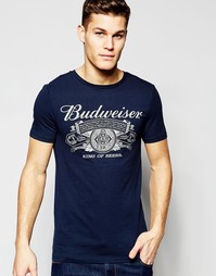 Темно-синяя футболка ASOS Budweiser - Темно-синий