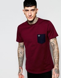 Футболка из ткани пике с контрастным карманом Fred Perry - Mahogany