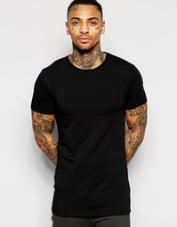 Удлиненная облегающая черная футболка ASOS - Черный