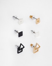 Серьги-гвоздики геометрической формы ASOS - Мульти