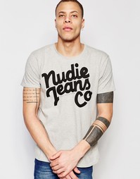 Футболка с круглым вырезом и логотипом Nudie Jeans - Серый