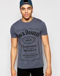 Серая футболка слим с принтом Jack Daniels ASOS - Угольный