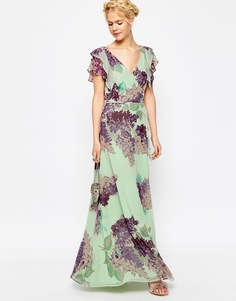 Чайное платье макси с оборкой и цветочным принтом ASOS - Мульти