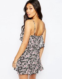 Комбинезон с оборкой и цветочным принтом ASOS - Мульти