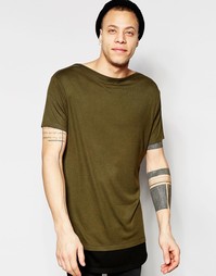 Длинная футболка с контрастным краем ASOS
