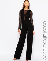 Комбинезон с кружевными рукавами ASOS TALL - Черный