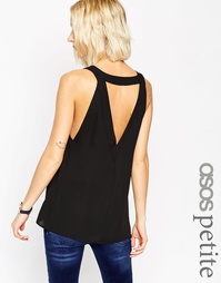 Удлиненный топ с глубоким V-образным вырезом ASOS PETITE - Черный