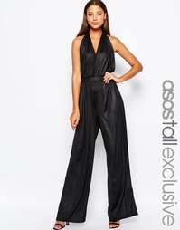 Комбинезон халтер с широкими штанинами ASOS TALL - Черный