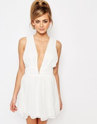 Платье мини с глубоким декольте Oh My Love Grecian - Белый