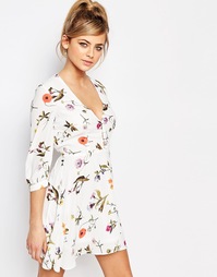 Чайное платье мини с цветочным принтом Oh My Love - Летние цветы