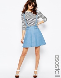 Джинсовая юбка с подтяжками ASOS TALL - Синий