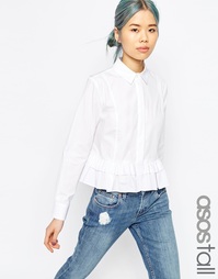 Белая рубашка с рюшами по низу ASOS TALL - Белый