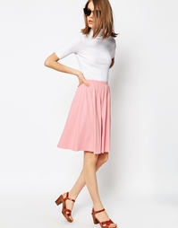 Расклешенная трикотажная юбка миди ASOS - Розовый