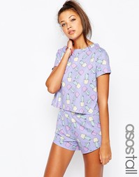 Пижамный комплект с принтом кактусов ASOS TALL - Мульти