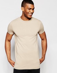 Бежевая удлиненная футболка ASOS - Серебристо-бежевый