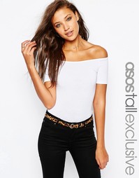 Боди с короткими рукавами и открытыми плечами ASOS TALL - Белый