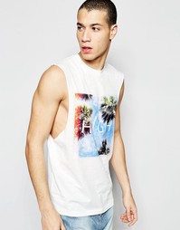 Футболка без рукавов с низкими проймами ASOS - Бежевый