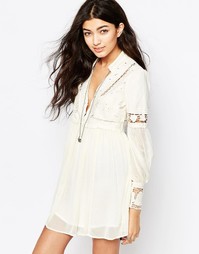 Белое платье с кружевными вставками Free People Dreamland - Белый