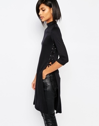 Топ со шнуровкой и высокой горловиной Vero Moda - Черный