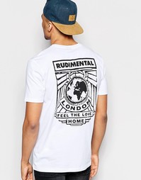 Свободная расклешенная футболка с принтом сзади ASOS Rudimental