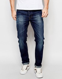 Умеренно выбеленные джинсы классического кроя Threadbare - Синий
