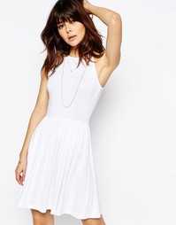 Платье миди с завышенной талией ASOS - Белый