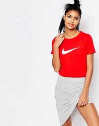 Облегающая футболка с логотипом-галочкой Nike - Красный