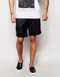 Укороченные тканые шорты с трикотажными вставками ASOS - Черный